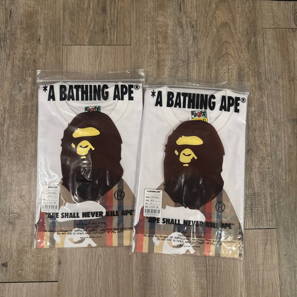 Bape White and Brown Short Sleeve Tee